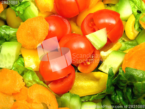 Image of Close up view of diced and sliced vegetable