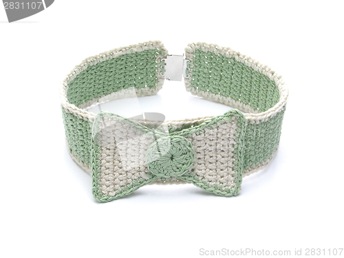 Image of Hand worked crocheted collar with bow tie