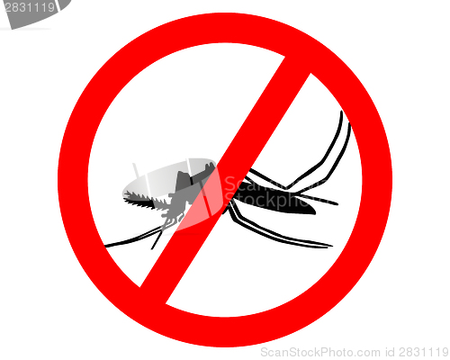 Image of Prohibition sign for mosquitos on white background