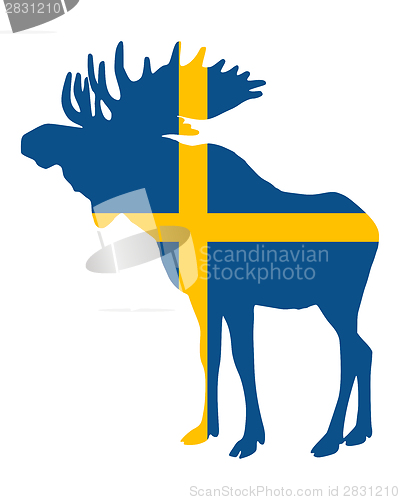 Image of Swedish flag and moose