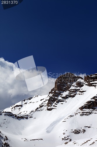 Image of Snowy rocks with traces from avalanche