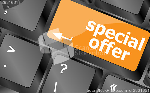 Image of special offer button on computer keyboard keys