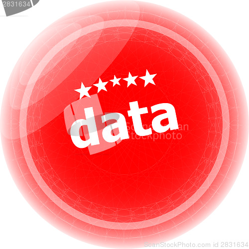 Image of data word red web button, label, icon