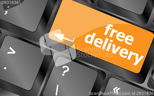 Image of free delivery key on laptop keyboard keys