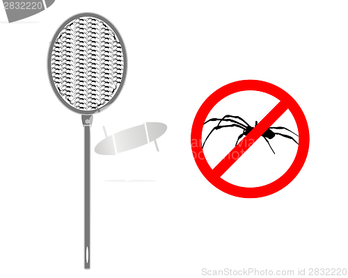 Image of Spider swat with prohibition sign for spiders