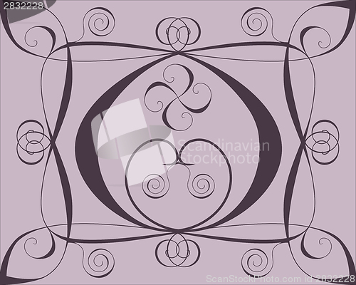 Image of Design background with hearts and spirals on lilac