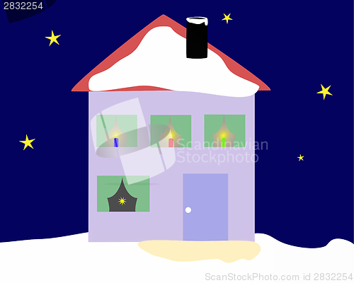Image of House with snowman in front