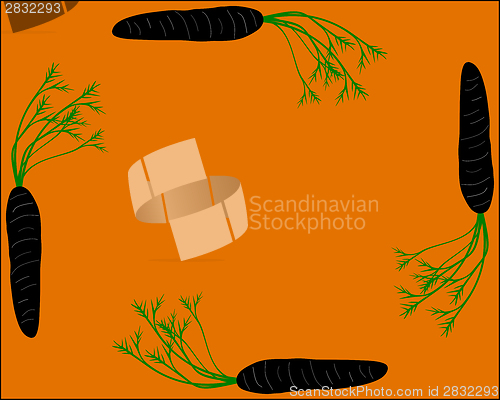 Image of Carrots as vegetable frame with orange background