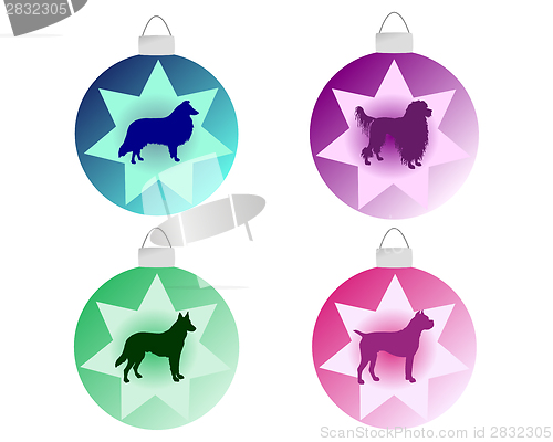 Image of Christmas tree bauble with different dog motifs
