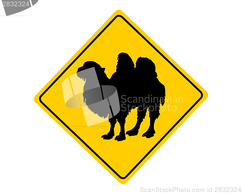 Image of Bactrian camel warning sign