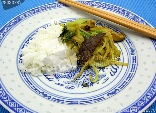 Image of Asian dish arranged on an asian plate