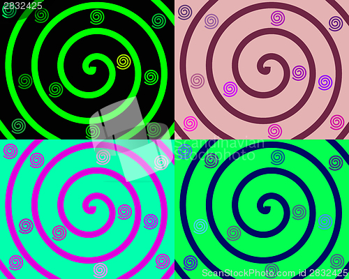 Image of Details of colored spirals on colorful backgrounds