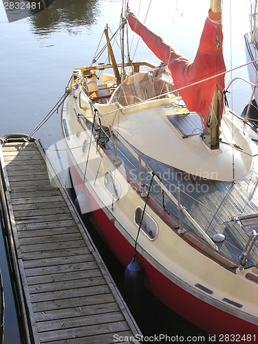 Image of Sail boat  drop anchor in a haven