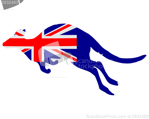 Image of Flag of Australia with kangaroo