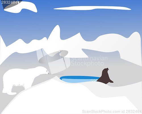 Image of Polar bear hunting for seal