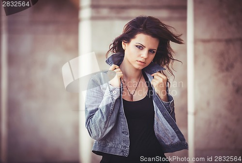 Image of Girl with a denim jacket.
