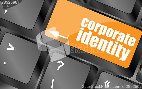 Image of corporate identity button on computer keyboard key