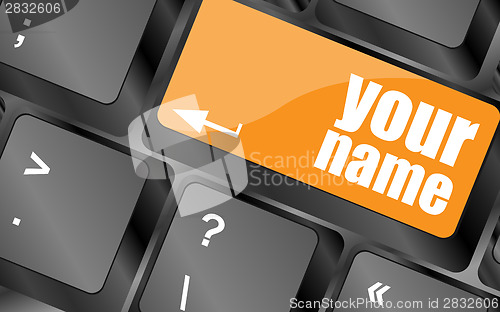 Image of your name button on keyboard - social concept