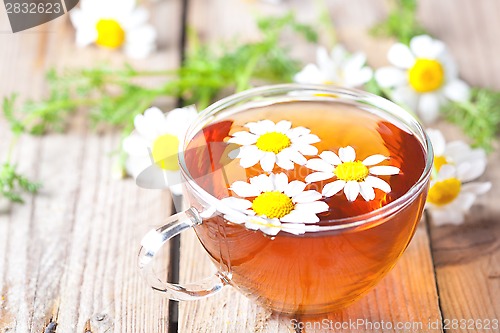 Image of cup of tea with chamomile flowers 