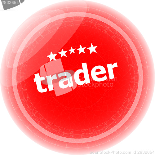 Image of trader on red rubber stamp over a white background