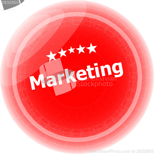 Image of marketing on red rubber stamp over a white background