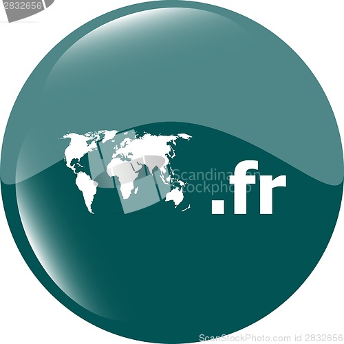 Image of Domain FR sign icon. Top-level internet domain symbol with world map