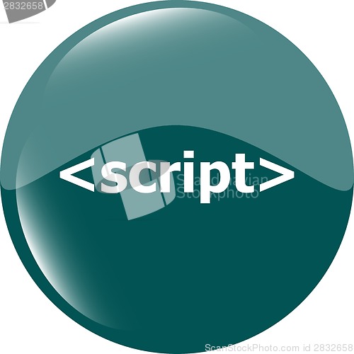 Image of script sign icon. Programming language symbol. Circles buttons