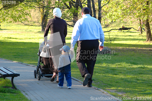 Image of A family walking