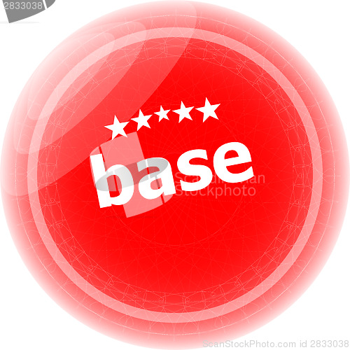 Image of base word on stickers red button, business label