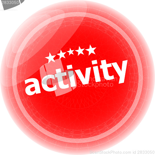 Image of activity stickers set, icon button isolated on white