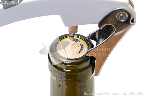 Image of Corkscrew with Bottle of Wine
