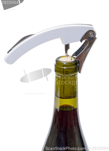 Image of Corkscrew with Bottle of Wine