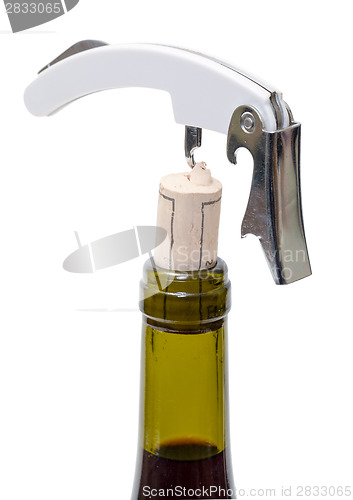 Image of Corkscrew with Bottle of Wine
