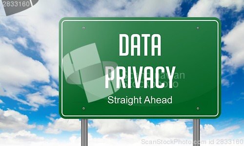 Image of Data Privacy on Green Highway Signpost.