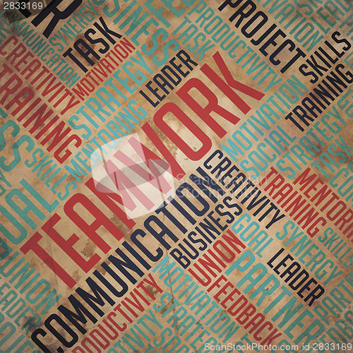 Image of Teamwork Background - Wordcloud Concept.