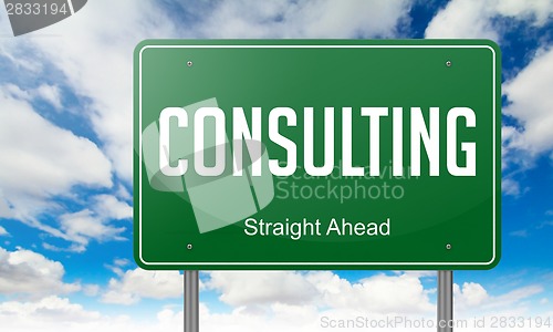 Image of Consulting on Green Highway Signpost.