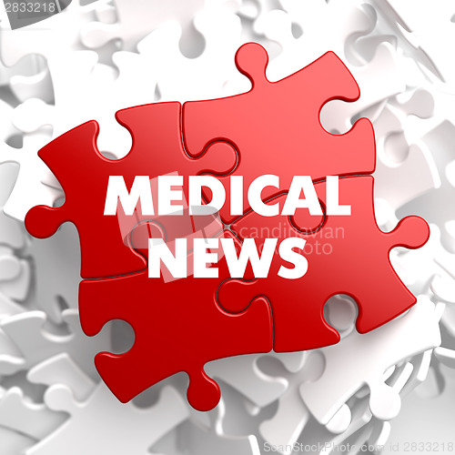 Image of Medical News on Red Puzzle.