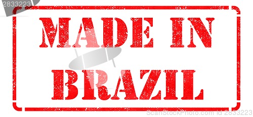 Image of Made in Brazil - Red Rubber Stamp.