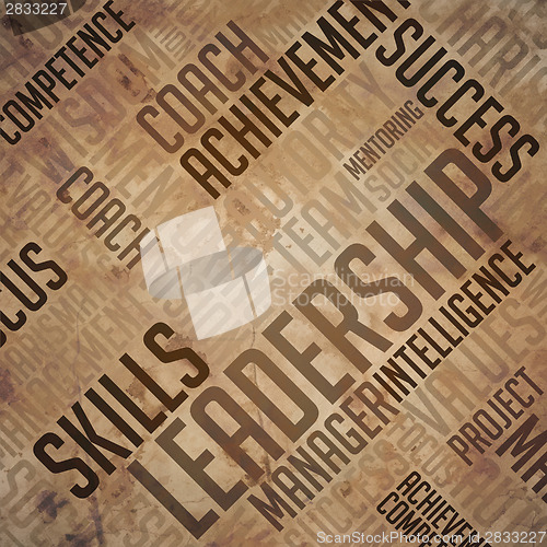 Image of Leadership Background - Grunge Wordcloud Concept.