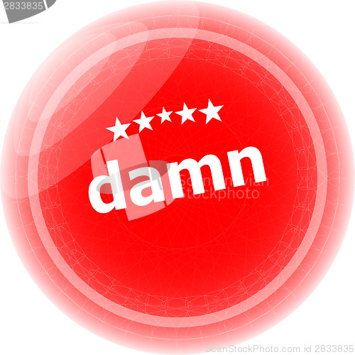 Image of damn word on red icon button business concept