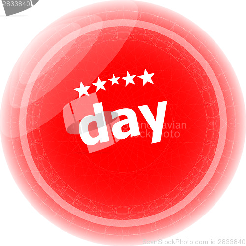 Image of day word red web button, label, icon