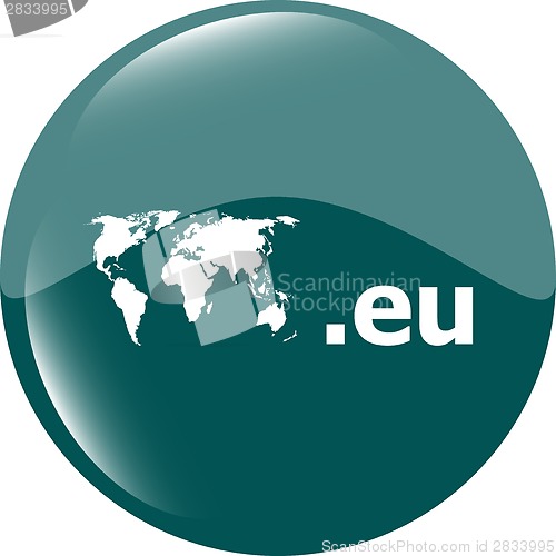 Image of Domain EU sign icon. Top-level internet domain symbol with world map