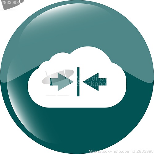 Image of abstract cloud icon. Upload button. Load symbol. Round button