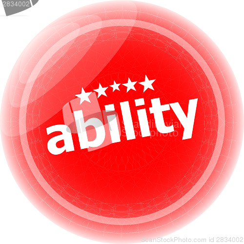 Image of ability word stickers icon button isolated on white
