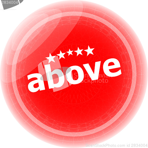 Image of above word red stickers icon button