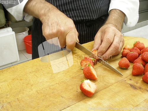 Image of Cutting strawberries