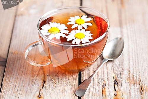 Image of cup of tea with chamomile flowers