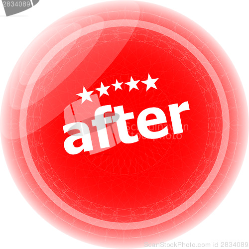 Image of after word red stickers, icon button, business concept