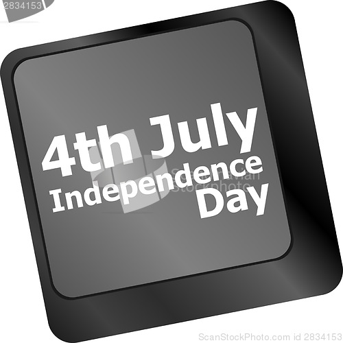 Image of Concept: happy independence day 4th july key on the computer keyboard