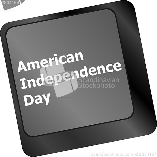 Image of Concept: american independence day key on the computer keyboard